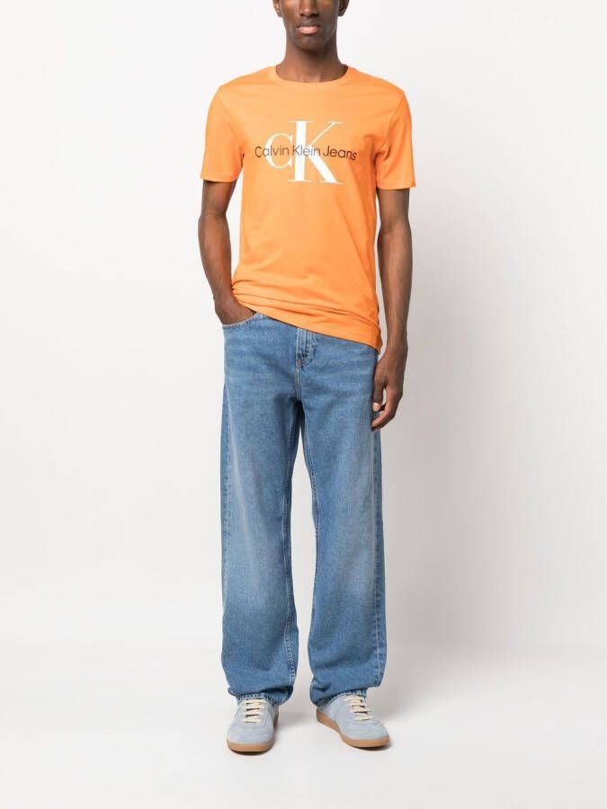Calvin Klein Jeans T-shirt met logoprint Oranje