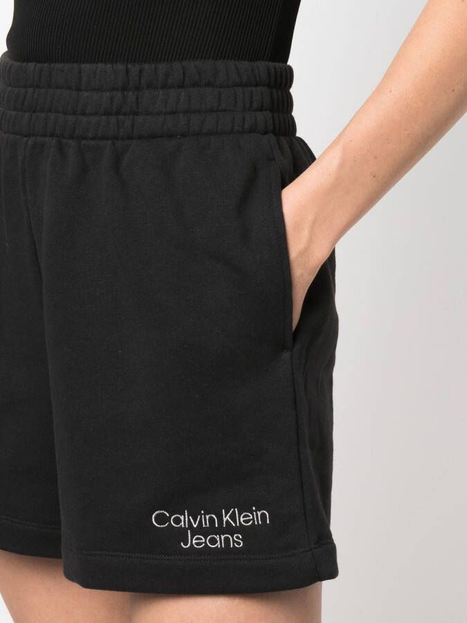 Calvin Klein Jeans Trainingsshorts met logoprint Zwart