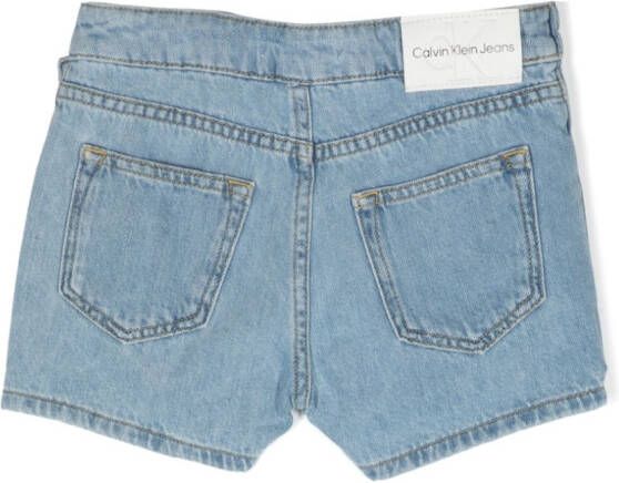 Calvin Klein Kids Spijkershorts met geborduurd logo Blauw