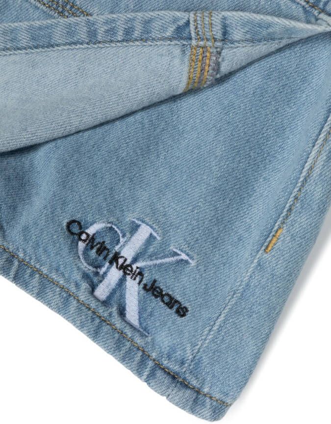 Calvin Klein Kids Spijkershorts met geborduurd logo Blauw