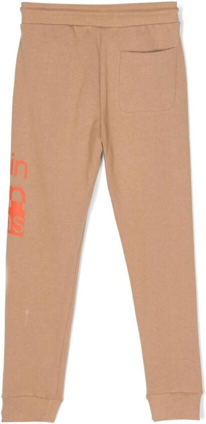 Calvin Klein Kids Trainingsbroek met logoprint en trekkoord Beige