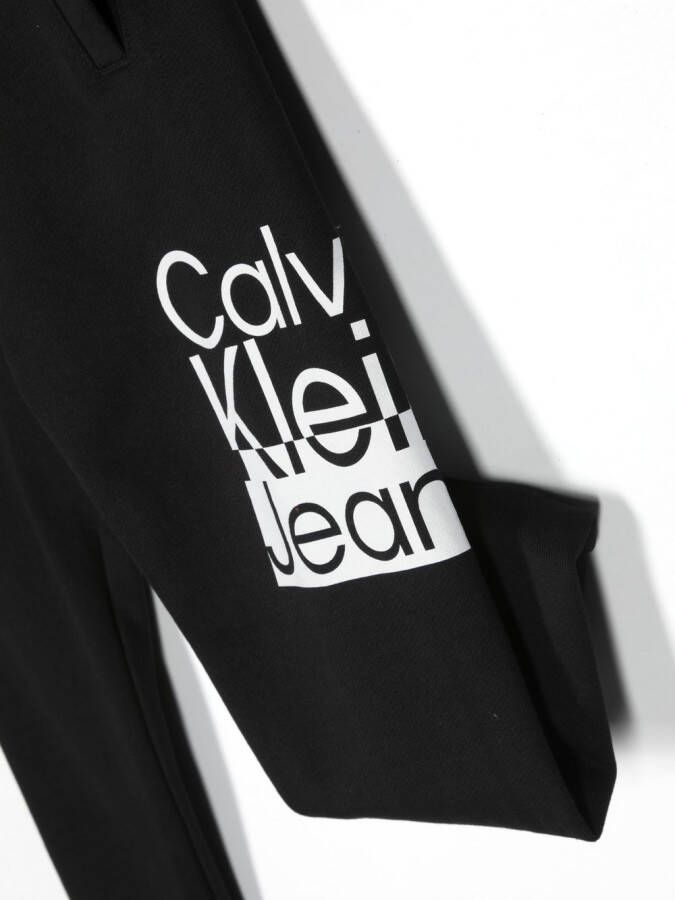 Calvin Klein Kids Trainingsbroek met logoprint en trekkoord Zwart