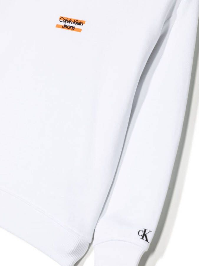 Calvin Klein Kids Hoodie met geborduurd logo Wit