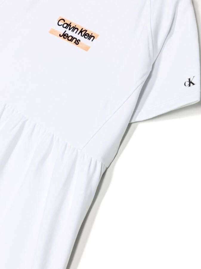 Calvin Klein Kids Jurk met geborduurd logo Wit
