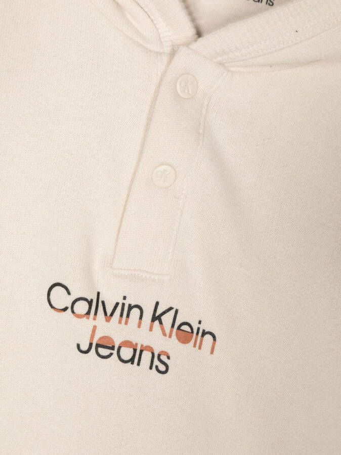 Calvin Klein Kids Hoodie met logoprint Beige
