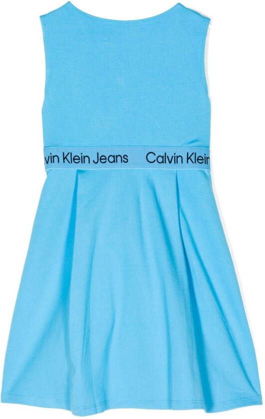 Calvin Klein Kids Jurk met logo-afwerking Blauw