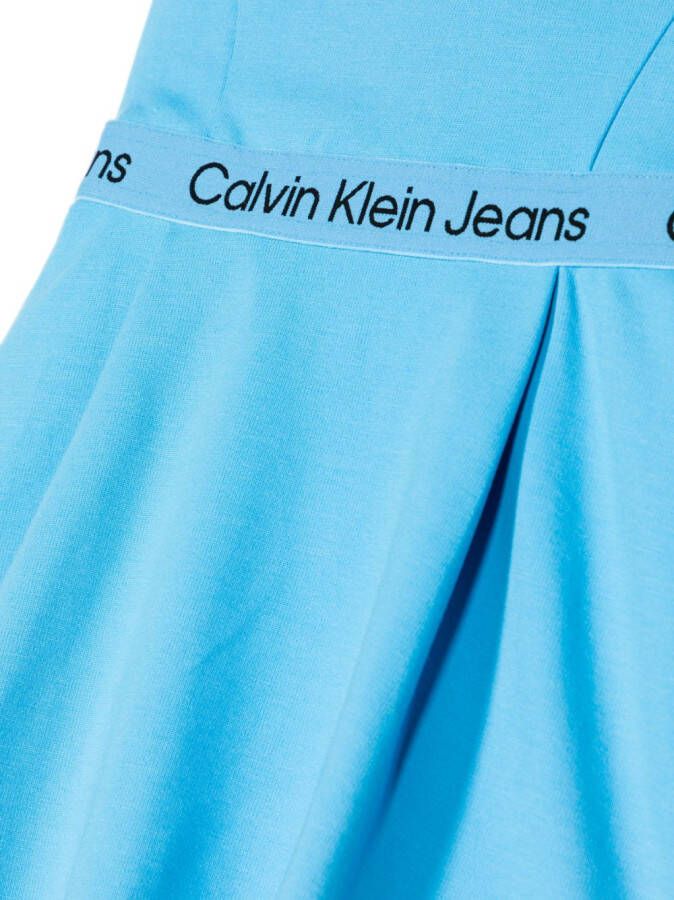 Calvin Klein Kids Jurk met logo-afwerking Blauw