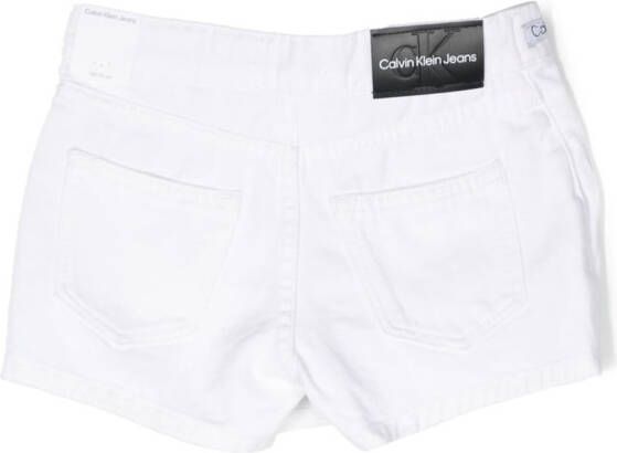 Calvin Klein Kids Mid waist spijkershorts Wit
