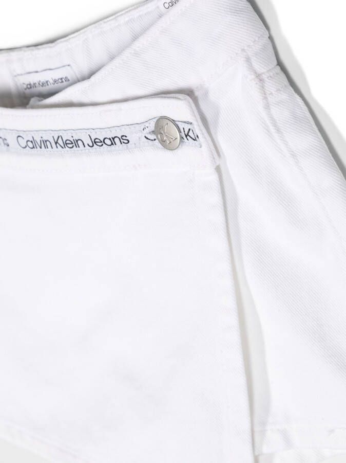 Calvin Klein Kids Mid waist spijkershorts Wit