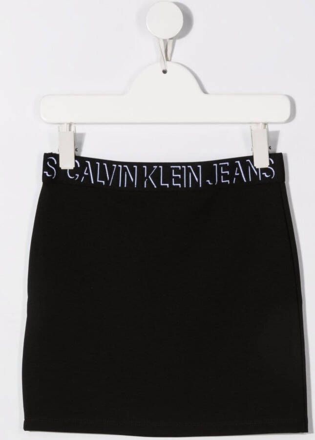 Calvin Klein Kids Rok met logo tailleband Zwart
