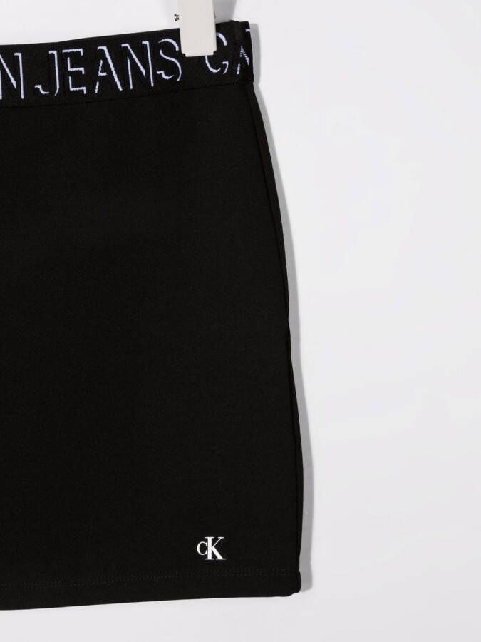 Calvin Klein Kids Rok met logo tailleband Zwart