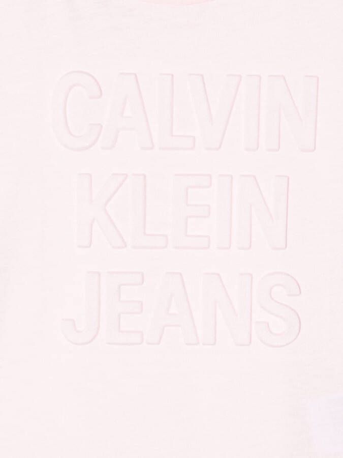 Calvin Klein Kids T-shirt met logo-reliëf Roze