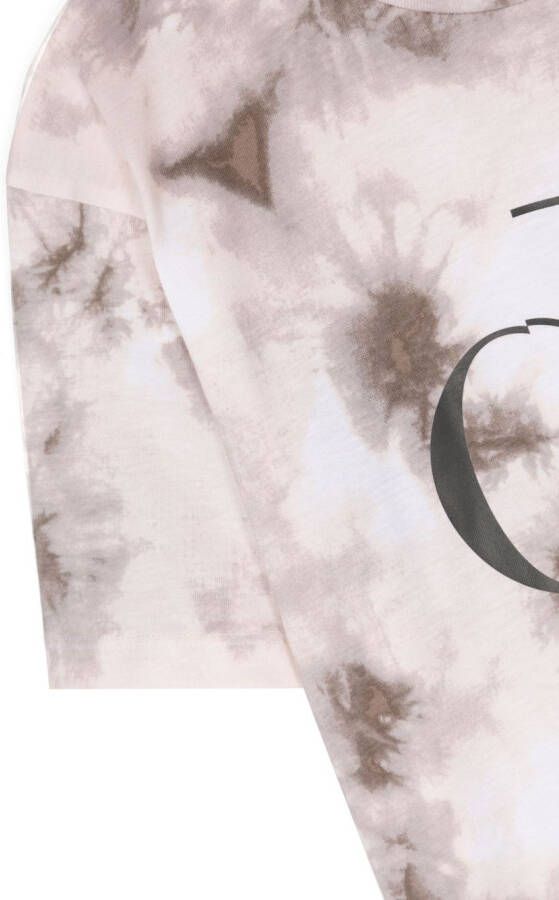 Calvin Klein Kids T-shirt met tie-dye print Bruin
