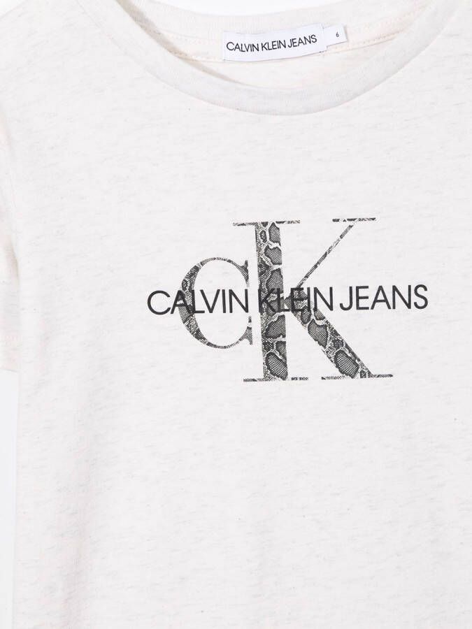 Calvin Klein Kids T-shirtjurk met logoprint Beige