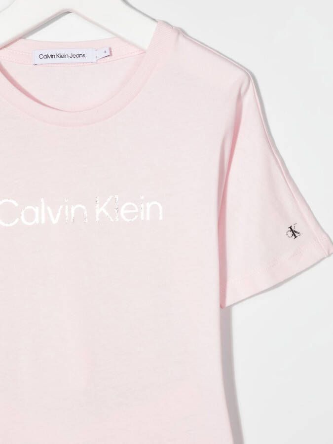 Calvin Klein Kids T-shirtjurk met logoprint Roze