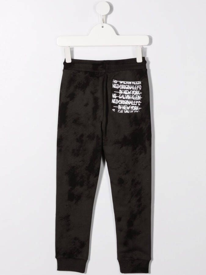 Calvin Klein Kids Trainingsbroek met tie-dye print Zwart