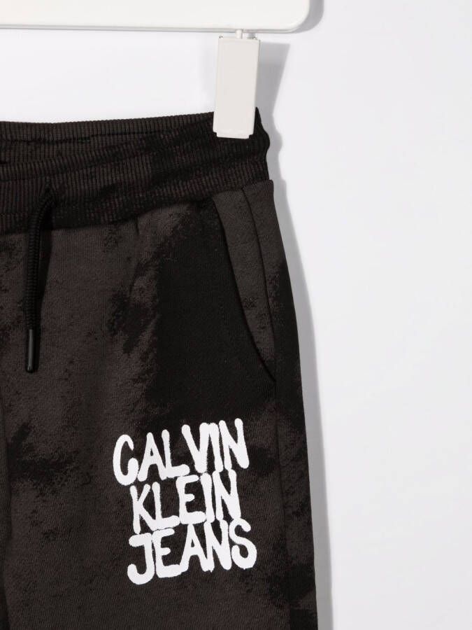 Calvin Klein Kids Trainingsbroek met tie-dye print Zwart