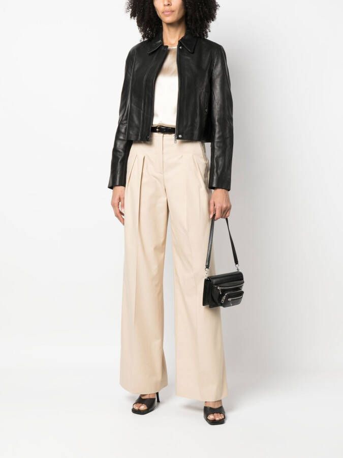 Calvin Klein Plooibroek met wijde pijpen Beige