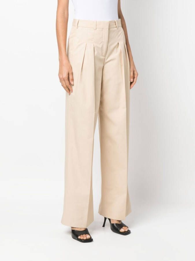 Calvin Klein Plooibroek met wijde pijpen Beige