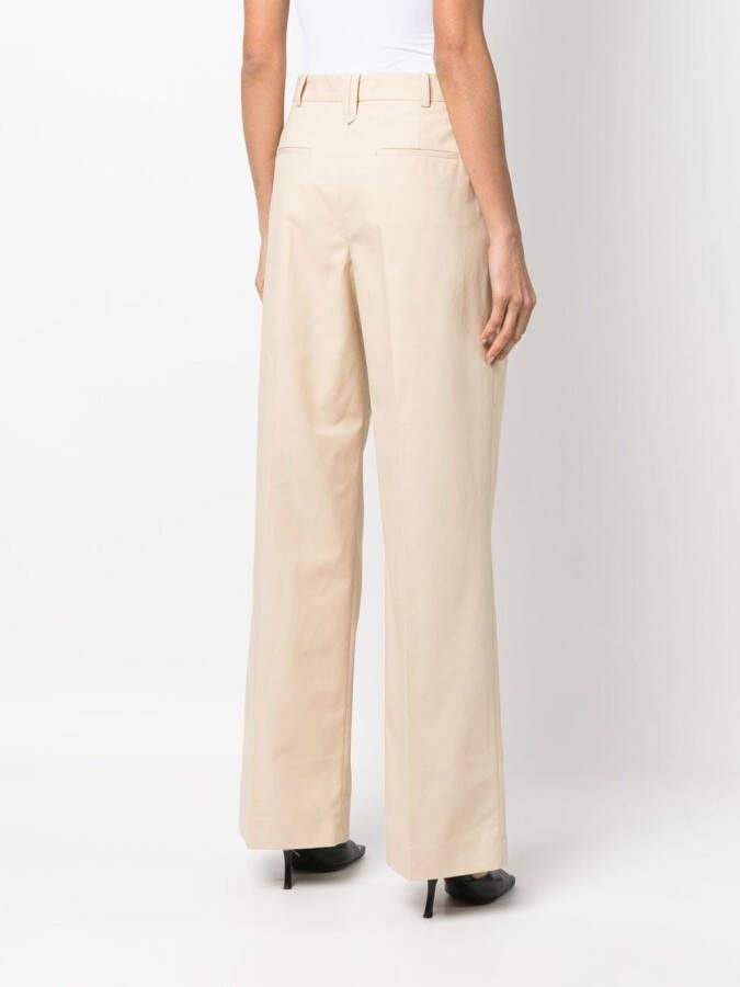 Calvin Klein Plooibroek met wijde pijpen Beige