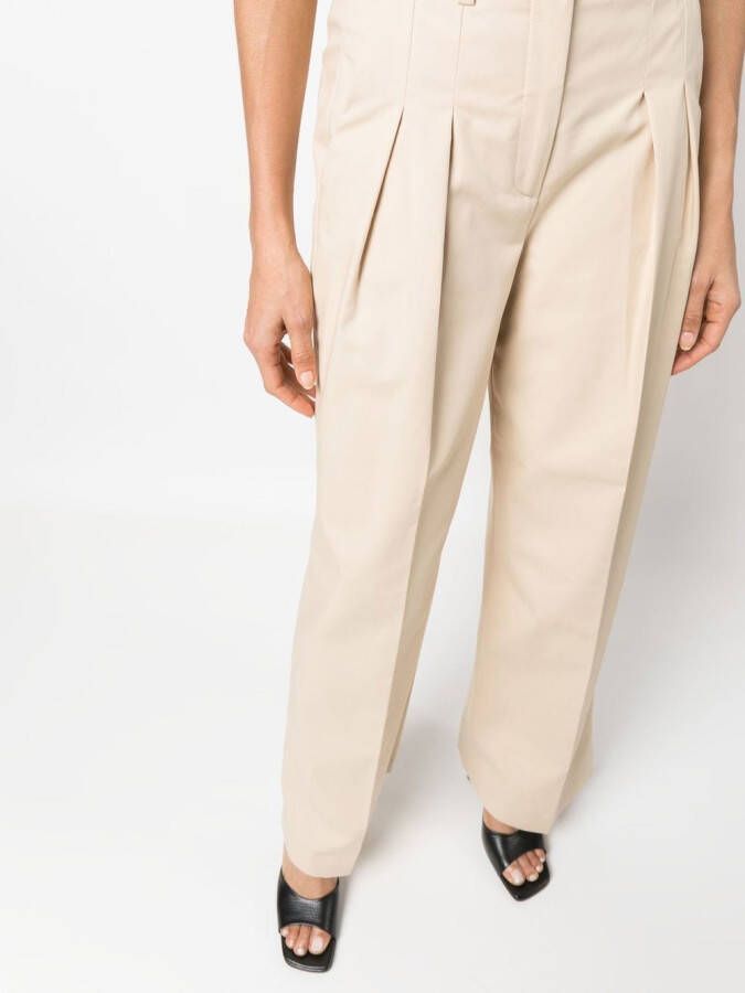 Calvin Klein Plooibroek met wijde pijpen Beige