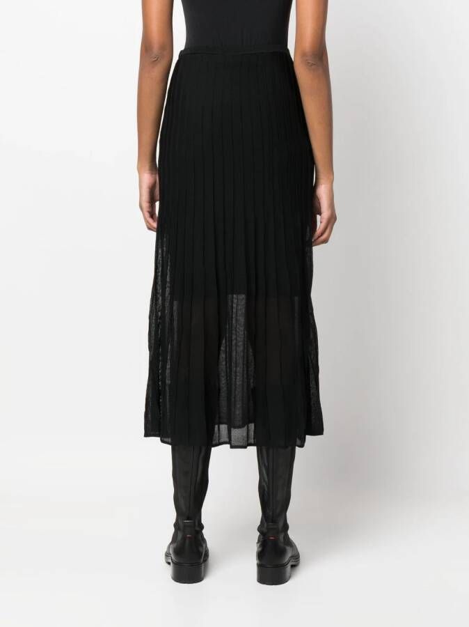 Calvin Klein Semi-doorzichtige plooirok Zwart