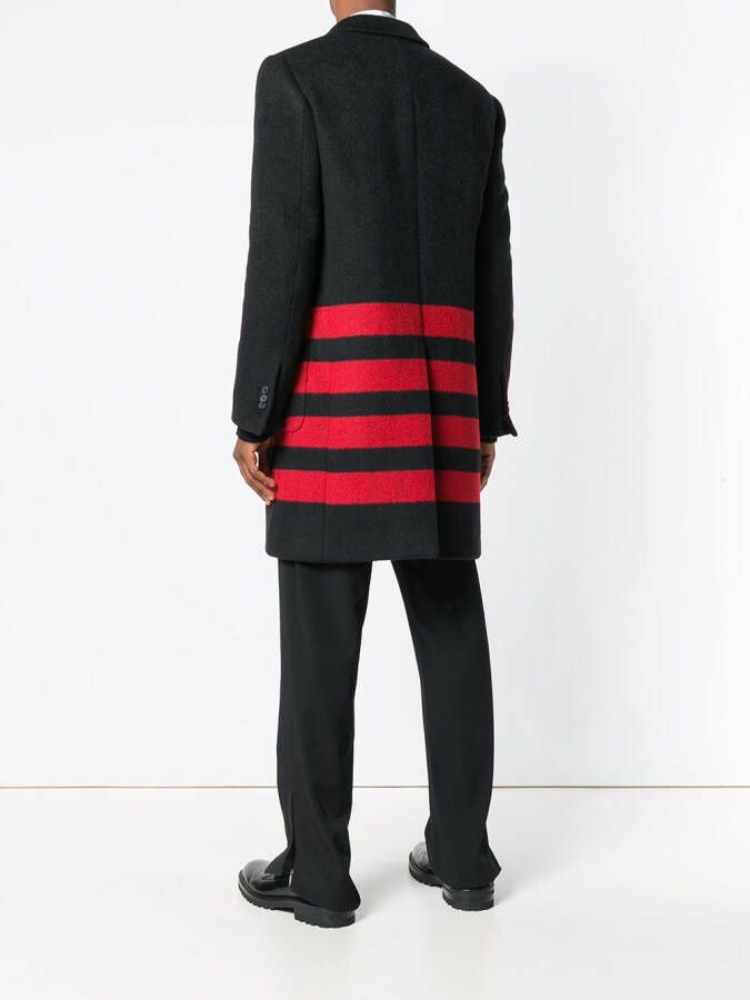 Calvin Klein stripe detail single-breasted coat Zwart