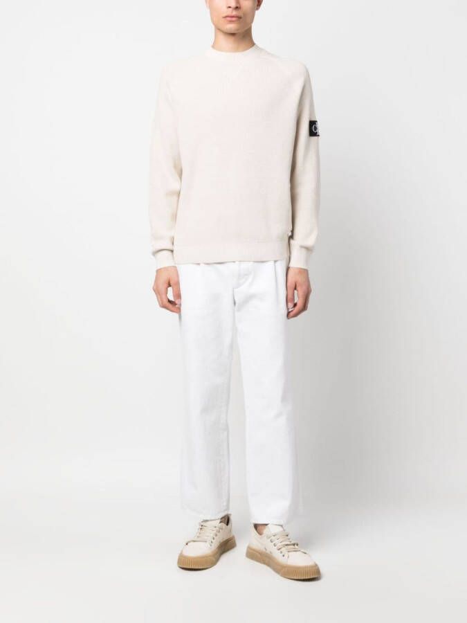 Calvin Klein Trui met logopatch Beige