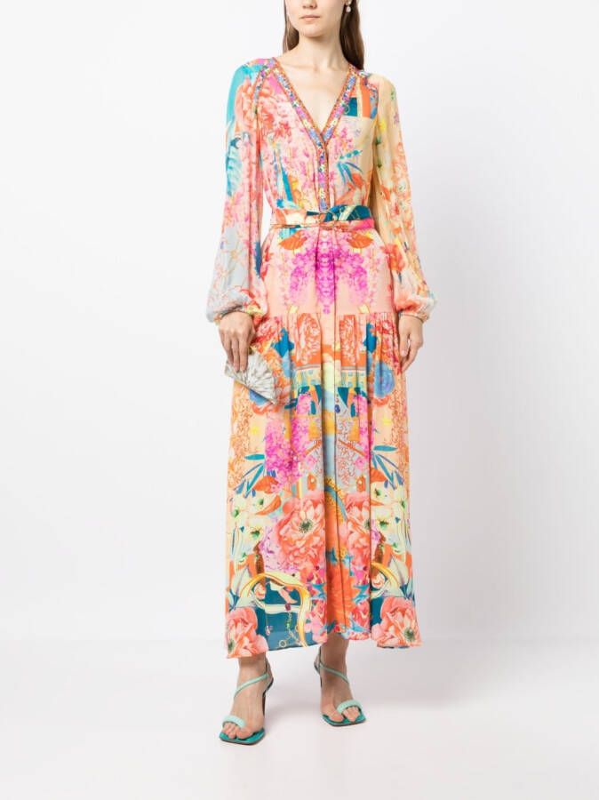 Camilla Maxi-jurk met bloemenprint Oranje