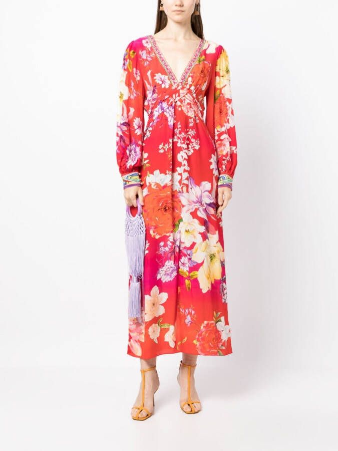 Camilla Midi-jurk met bloemenprint Rood