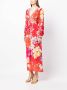 Camilla Midi-jurk met bloemenprint Rood - Thumbnail 3