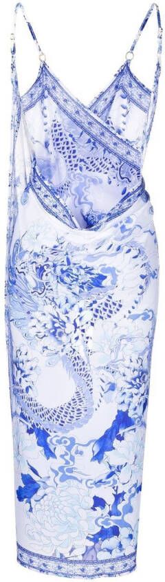 Camilla Wikkelrok met bloemenprint Blauw