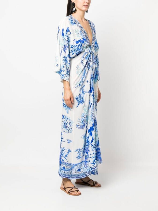 Camilla Midi-jurk met gesmockte taille Blauw