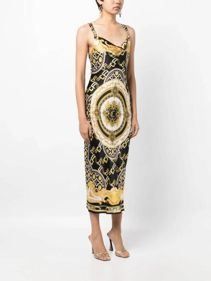 Camilla Midi-jurk met grafische print Zwart
