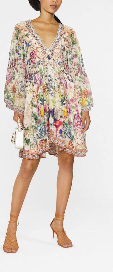 Camilla Mini-jurk met bloemenprint Beige