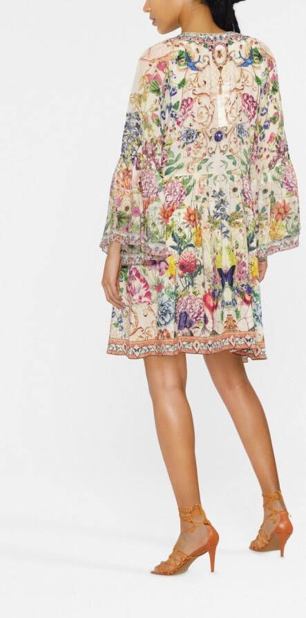 Camilla Mini-jurk met bloemenprint Beige
