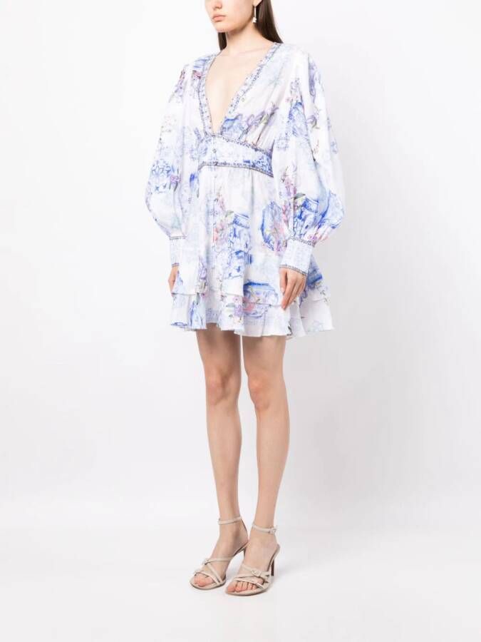 Camilla Mini-jurk met print Wit