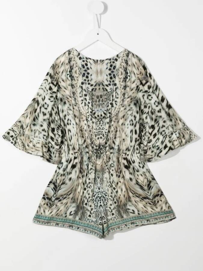 Camilla Playsuit met dierenprint Beige