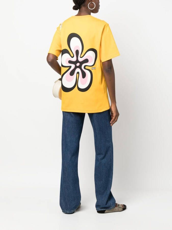 Camper T-shirt met bloemenprint Geel