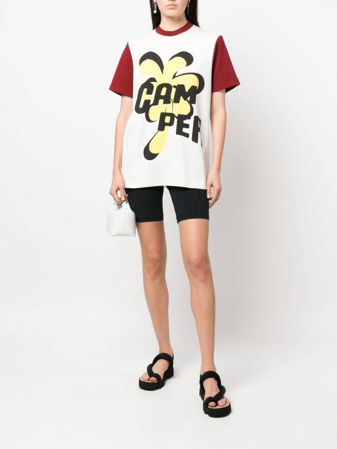 Camper T-shirt met colourblocking Wit