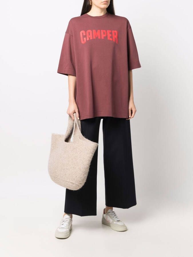 Camper T-shirt met logoprint Bruin