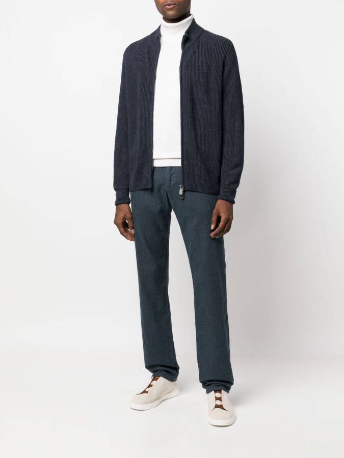 Canali Broek met trekkoordtaille Blauw