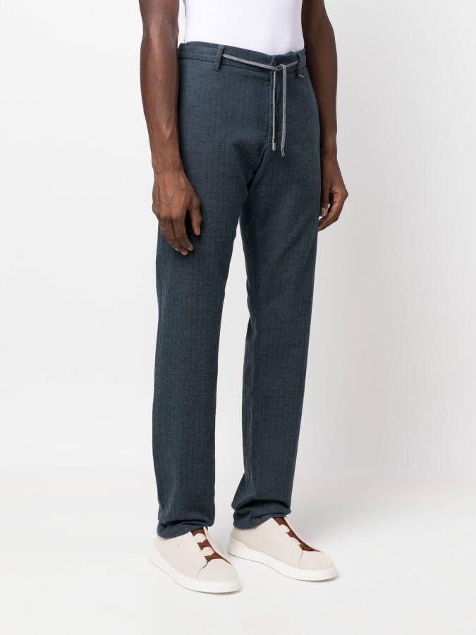 Canali Broek met trekkoordtaille Blauw