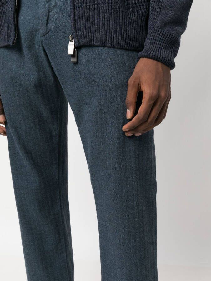 Canali Broek met trekkoordtaille Blauw