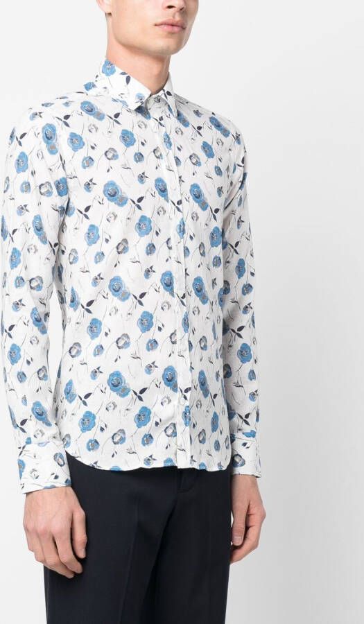 Canali Overhemd met bloemenprint Wit