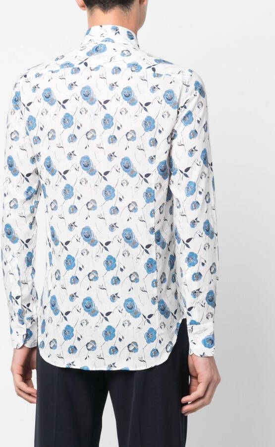 Canali Overhemd met bloemenprint Wit