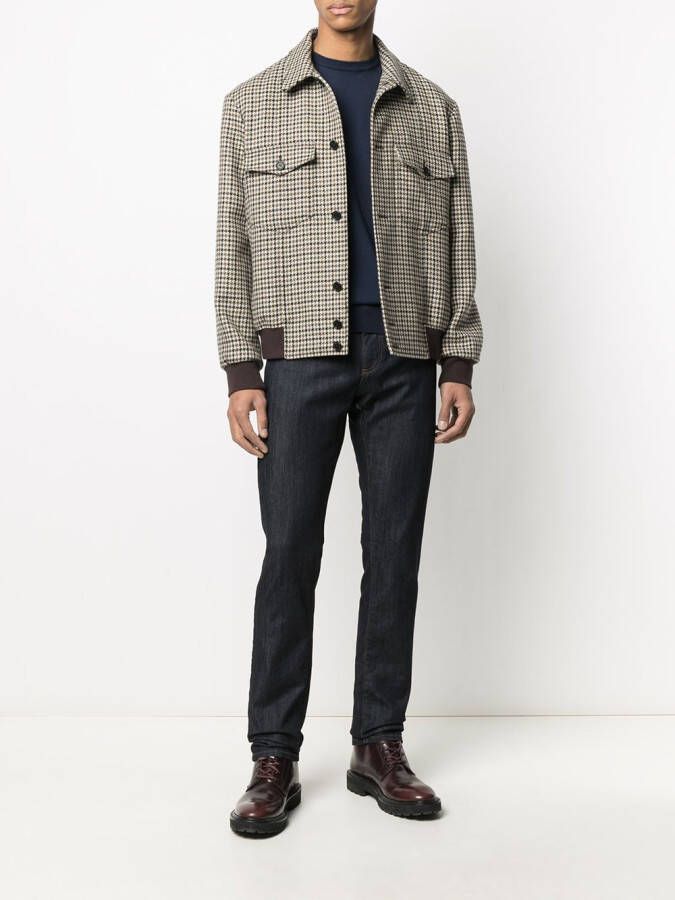 Canali Gebreid T-shirt Blauw