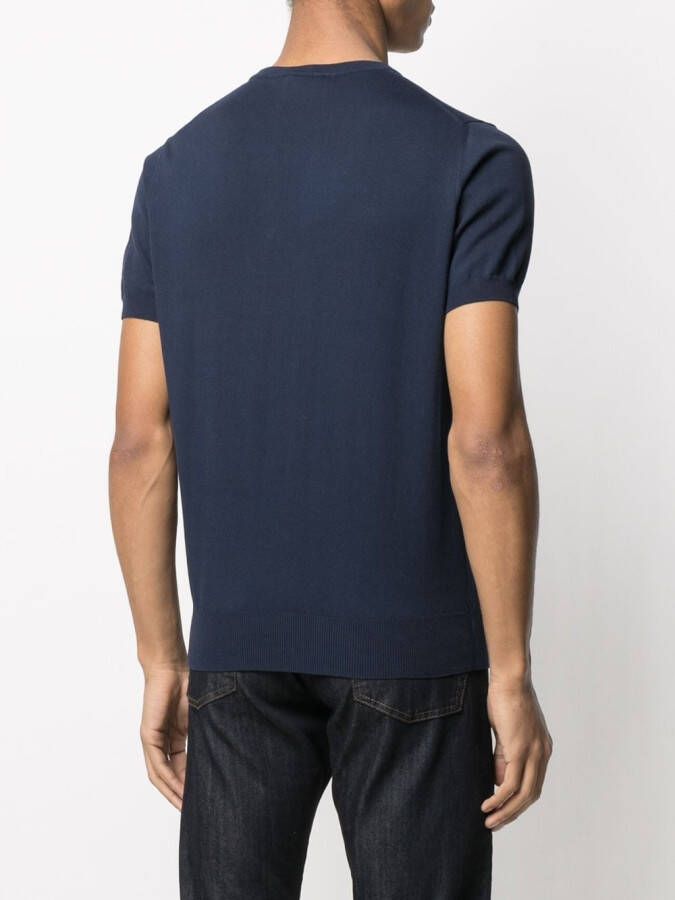 Canali Gebreid T-shirt Blauw