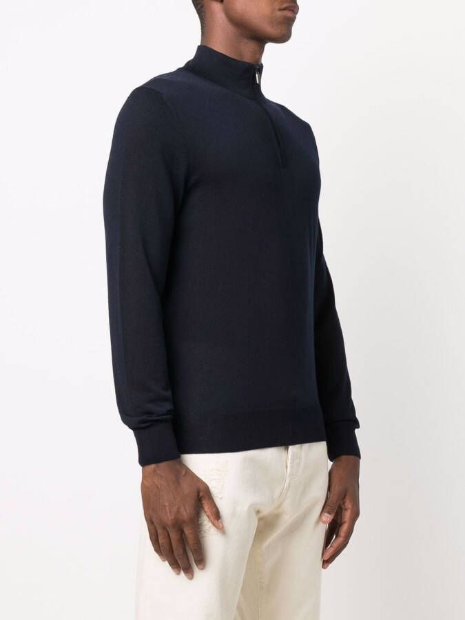 Canali Pullover met trechterhals Blauw