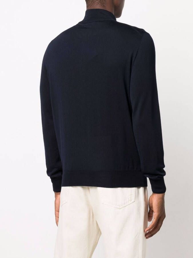 Canali Pullover met trechterhals Blauw